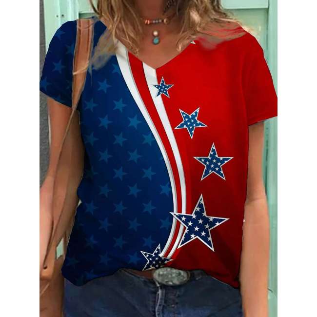 American Flag V-Neck Tee: Show Your Patriotism in Style